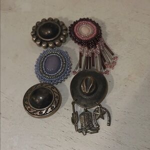 Lot 6 Vintage Native American Western Cowboy hat button covers